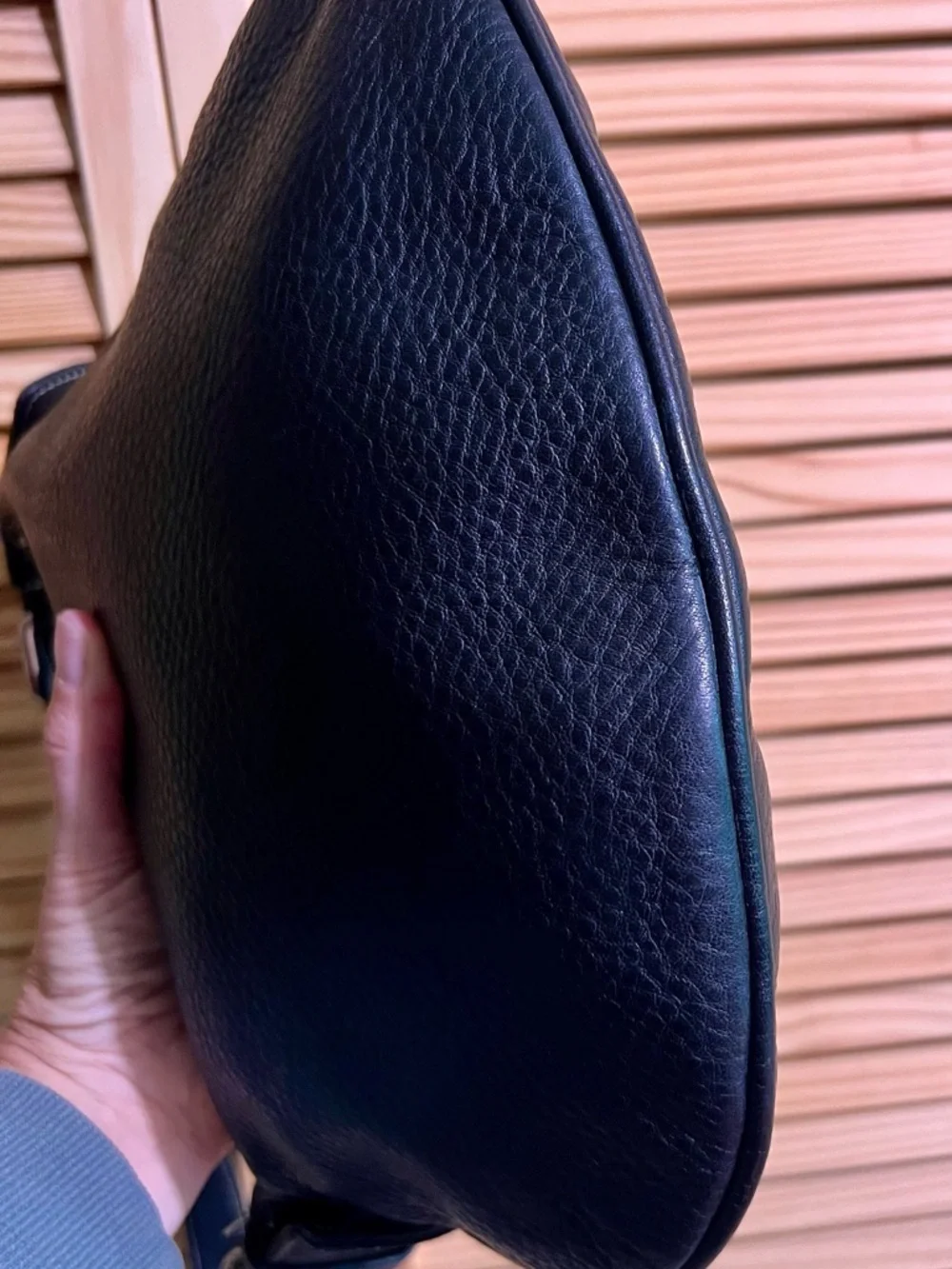 Roots Black Hobo Style Pebbled Leather Shoulder Bag